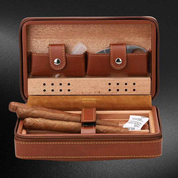Portable Travel Leather Cigar Case