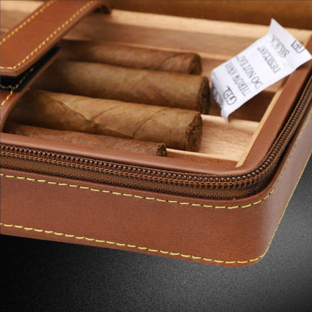 Portable Travel Leather Cigar Case