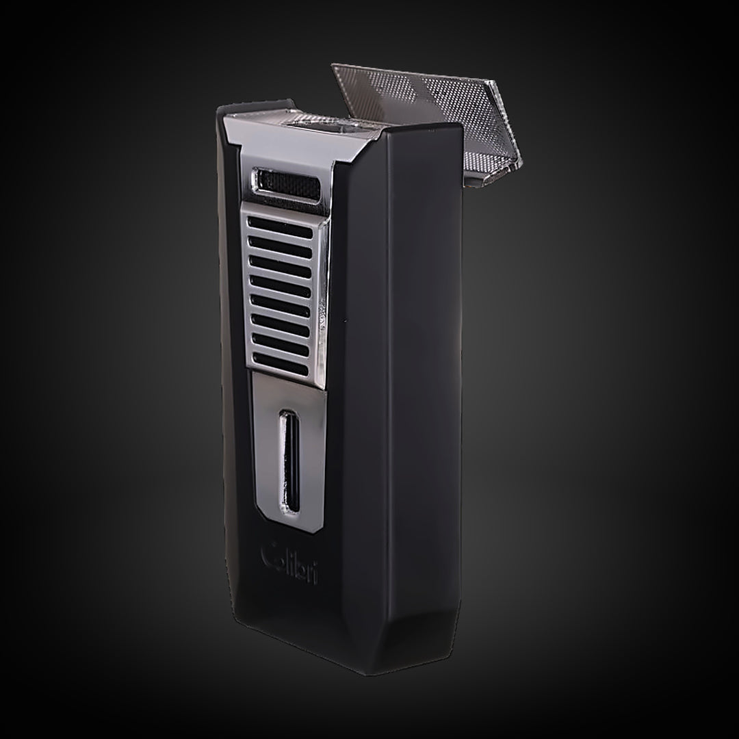 Colibri Slide Double Flame Lighter Black and Chrome
