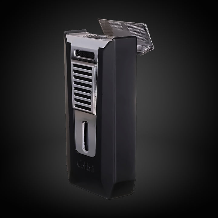 Colibri Slide Double Flame Lighter Black and Chrome