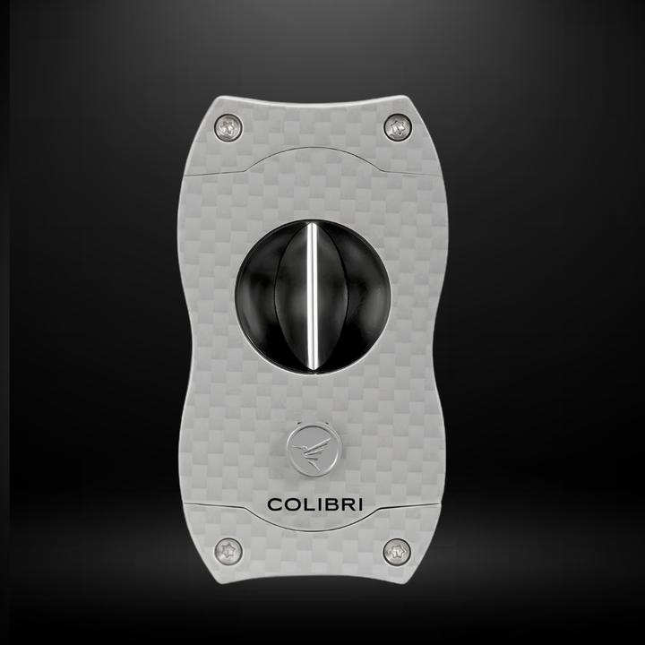 Colibri S-Cut Carbon Fiber Cigar Cutter White and Silver
