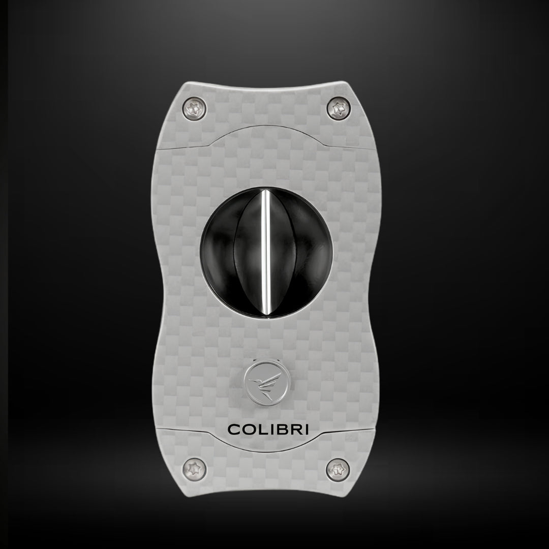 Colibri S-Cut Carbon Fiber Cigar Cutter White and Silver
