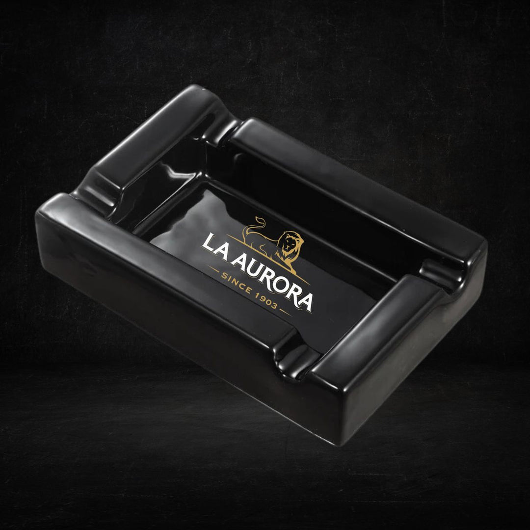 La Aurora Logo Since 1903 Ceramic Ashtray - Black