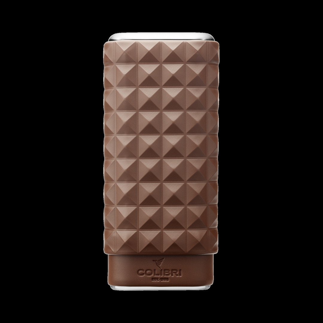 Colibri Cigar Case Quasar 3 Fingers  –  Brown and Chrome