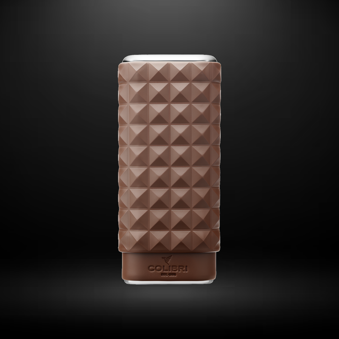 Colibri Cigar Case Quasar 3 Fingers  –  Brown and Chrome