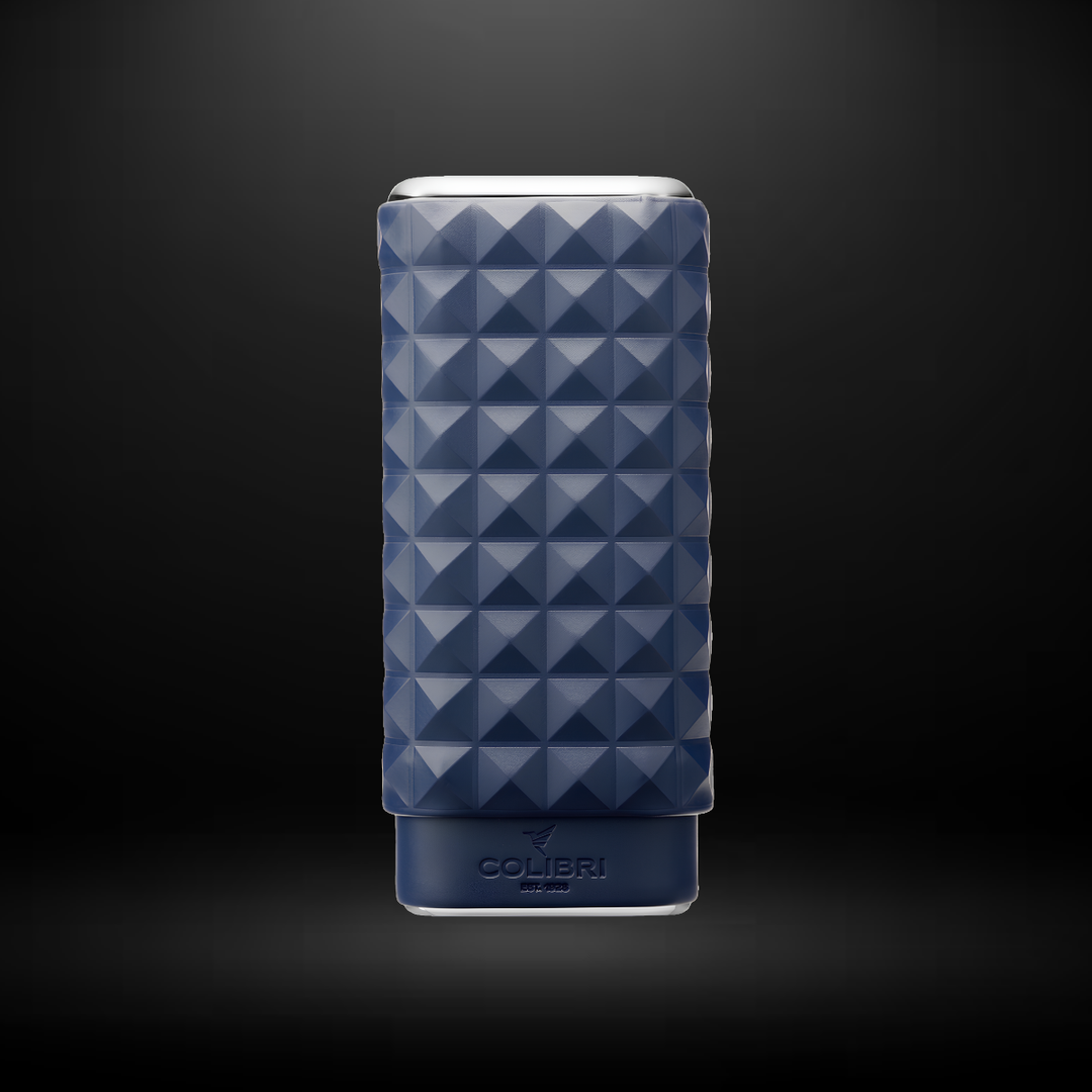 Colibri Cigar Case Quasar 3 Fingers  –  Navy and Chrome