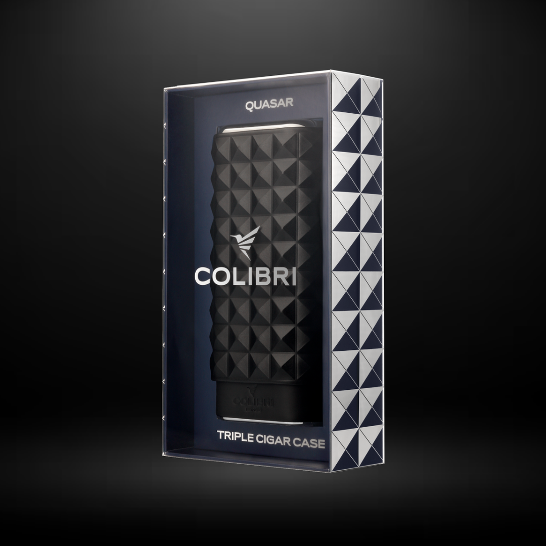 Colibri Cigar Case Quasar 3 Fingers  –  Black and Chrome
