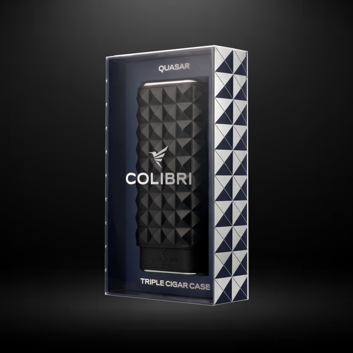 Colibri Cigar Case Quasar 3 Fingers  –  Black and Chrome
