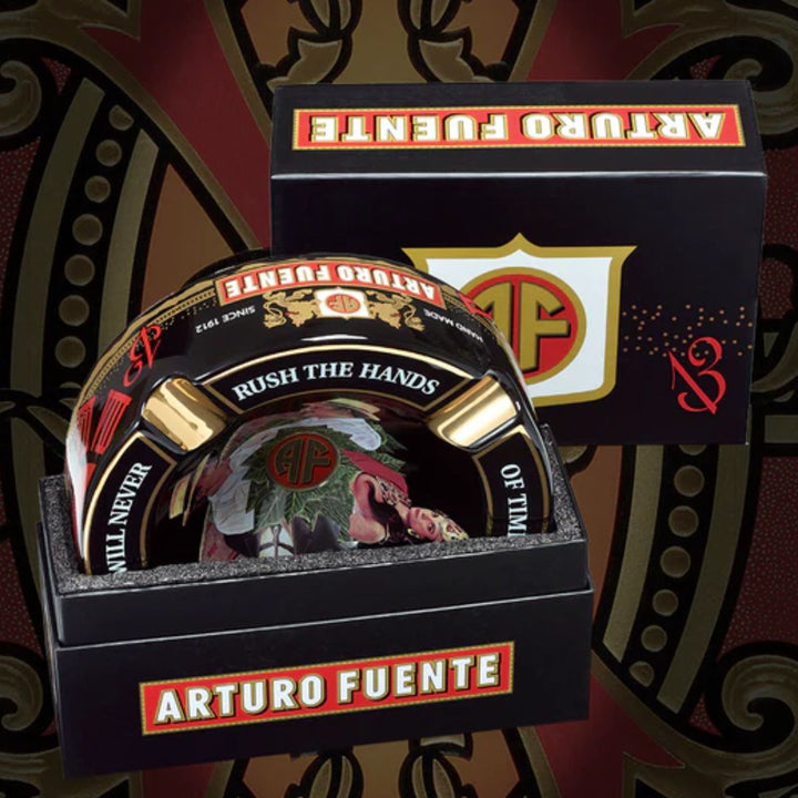 Ashtray Arturo Fuente Round Decorated Ceramic - Black
