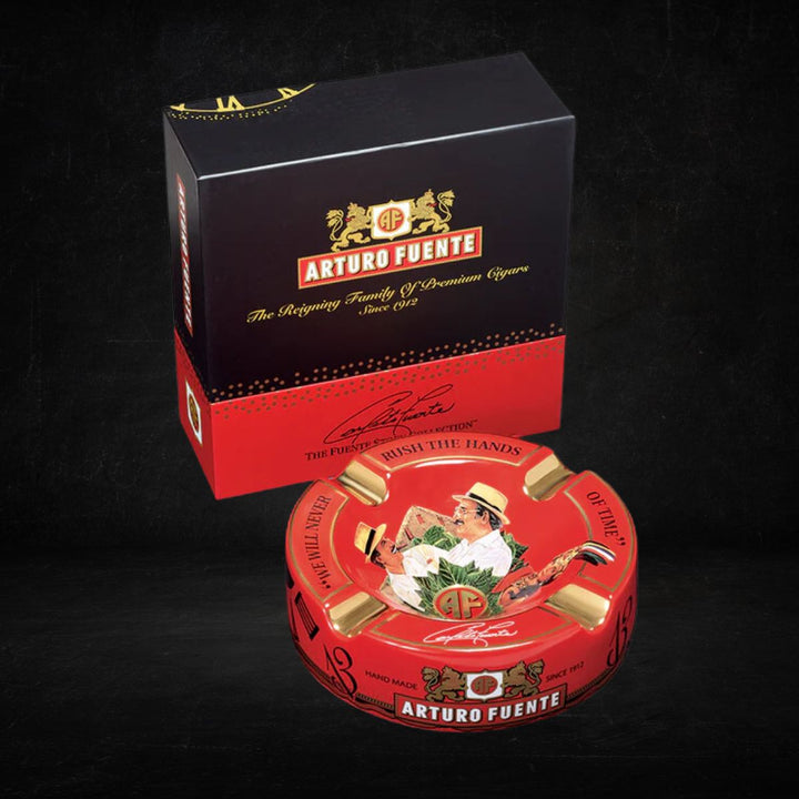 Ashtray Arturo Fuente Round Decorated Ceramic - Red