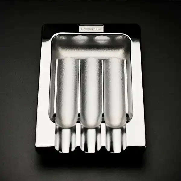 Prometheus Shiny Chrome with Three Grooves Cigar Ashtrays