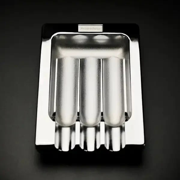 Prometheus Shiny Chrome with Three Grooves Cigar Ashtrays
