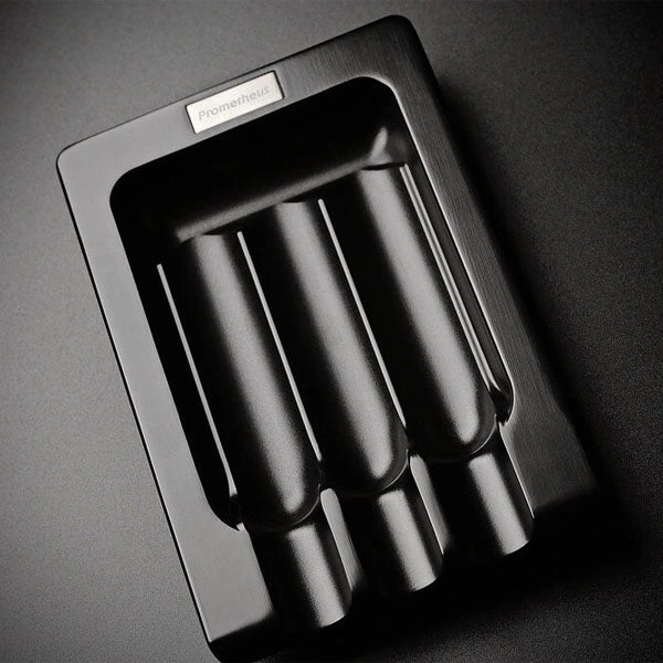 Prometheus Black Matte with Three Grooves Cigar Ashtrays