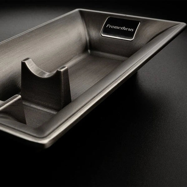 Prometheus Antique Chrome with Single Groove Cigar Ashtrays