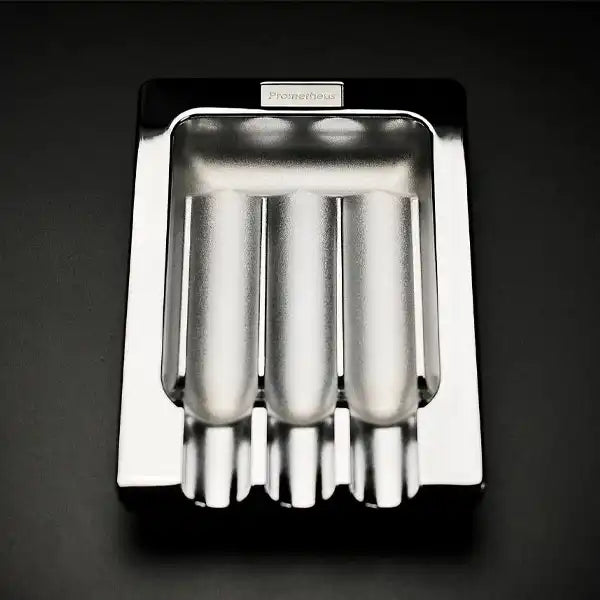 Prometheus Shiny Chrome with Three Grooves Cigar Ashtrays