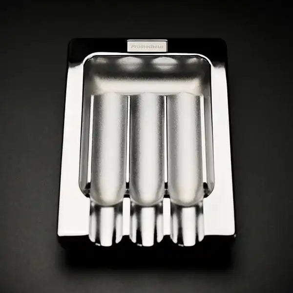 Prometheus Shiny Chrome with Three Grooves Cigar Ashtrays