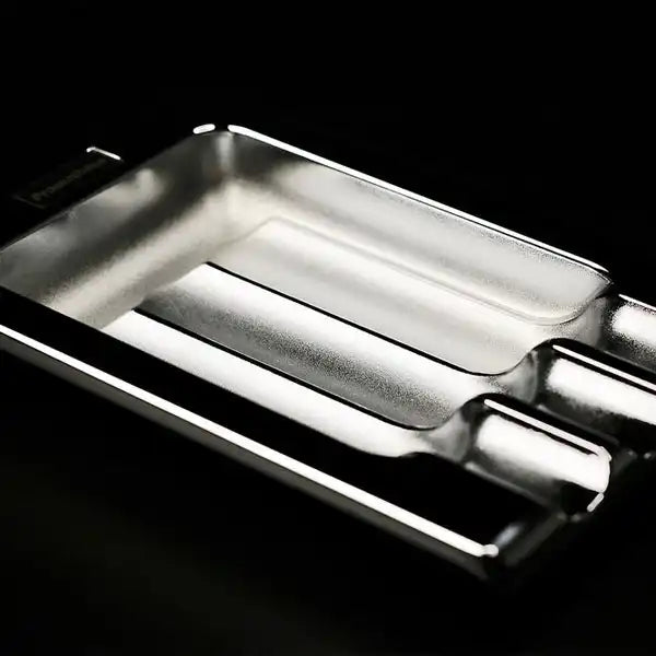 Prometheus Shiny Chrome with Three Grooves Cigar Ashtrays