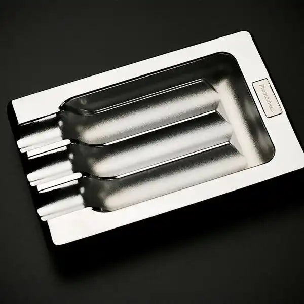 Prometheus Shiny Chrome with Three Grooves Cigar Ashtrays